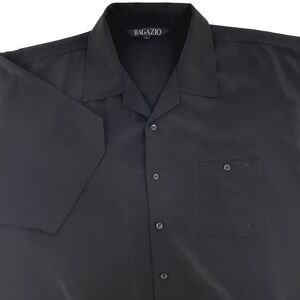 Bagazio Mens Black‎ Size Large Short Sleeve Button Up Camp Shirt Lightweight